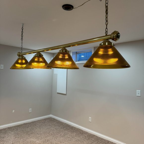 4 Lamp Light Fixture Pool Table Billiards, Gold or Polished Brass - Picture 2 of 6